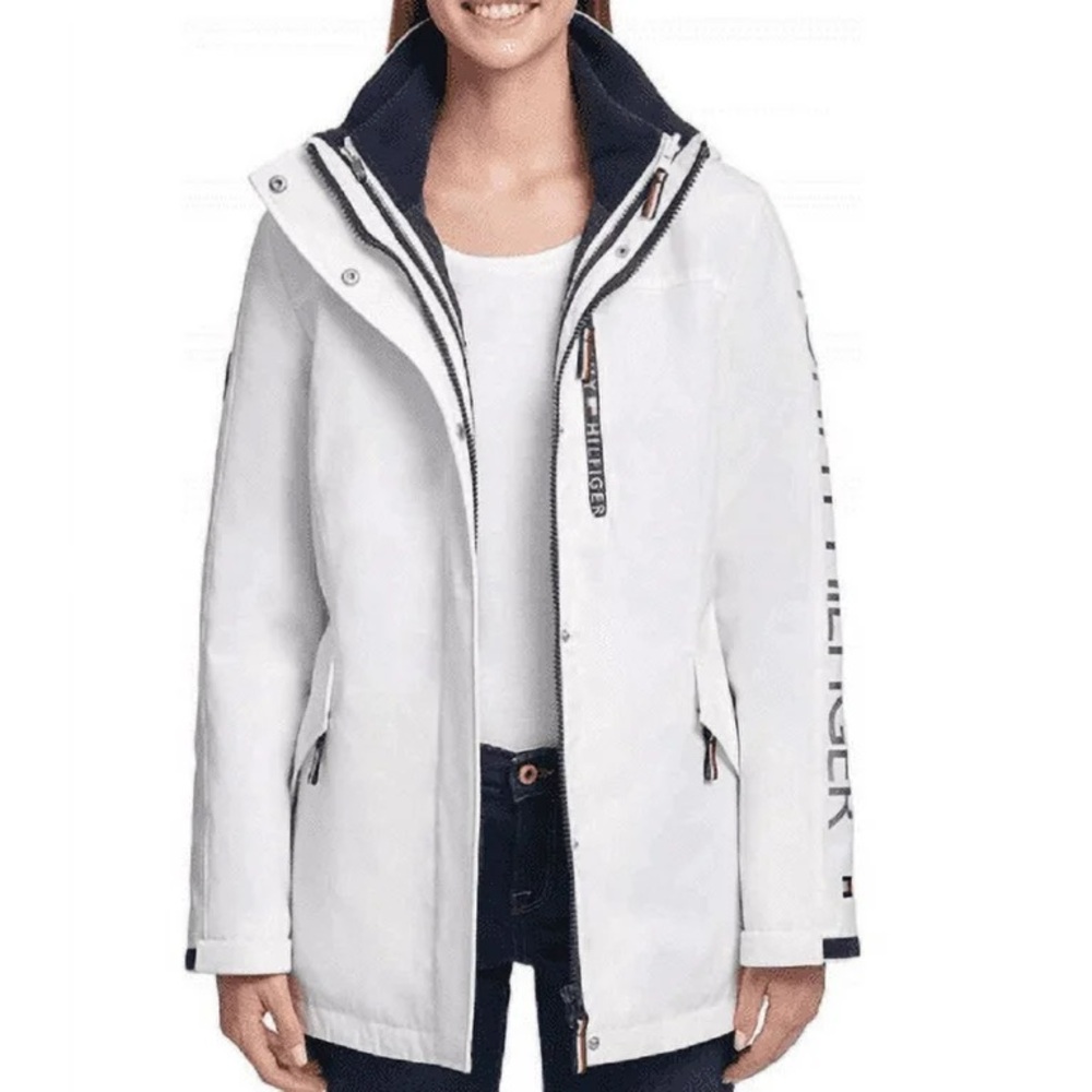 Tommy Hilfiger White Rain jacket with Hood